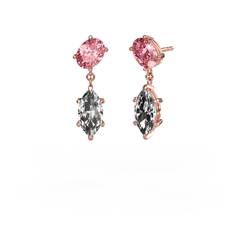 Bild von Ohrhänger Toi et Moi OVL-MRQ 585 Roségold Rosa Labordiamant 8x6 mm