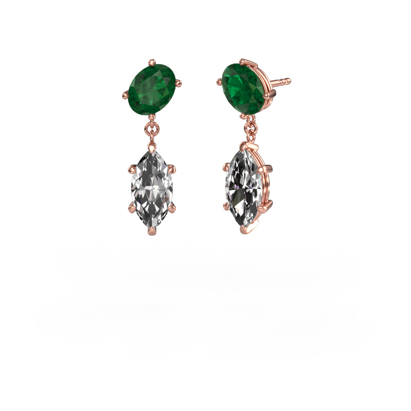 Bild von Ohrhänger Toi et Moi OVL-MRQ 585 Roségold Smaragd 8x6 mm