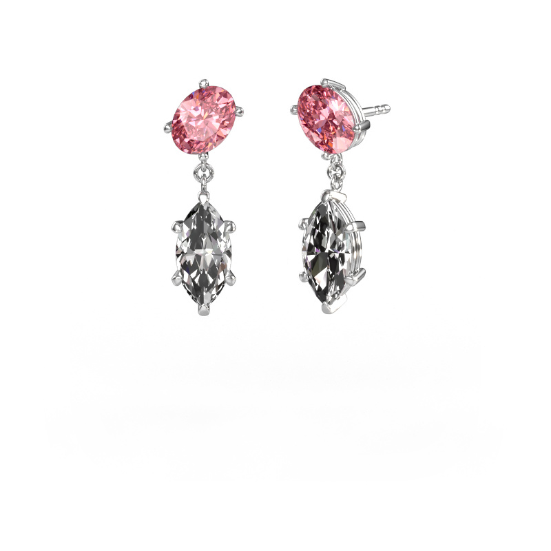 Bild von Ohrhänger Toi et Moi OVL-MRQ 950 Platin Rosa Labordiamant 8x6 mm