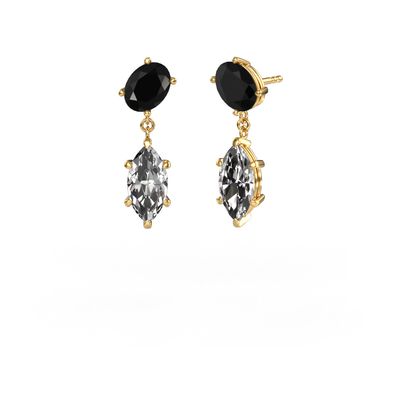 Image de Pendants d'oreilles Toi et Moi OVL-MRQ 585 or jaune Diamant noir 5.80 crt