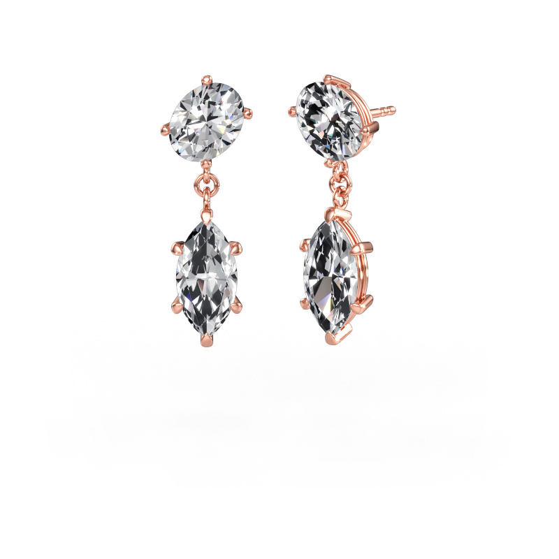 Immagine di Orecchini pendenti Toi et Moi OVL-MRQ 585 oro rosa Diamante 7.60 crt