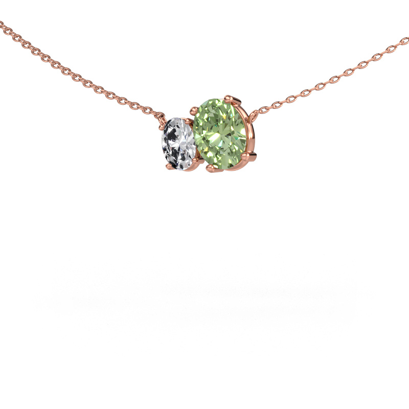 Bild von Anhänger Toi et Moi OVL OVL 585 Roségold Grüner Labor-Diamant 8x6 mm