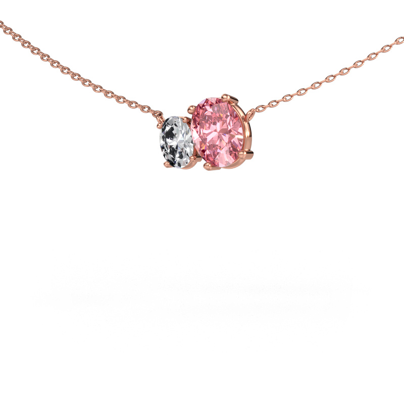 Image of Pendant Toi et Moi OVL OVL 585 rose gold Pink lab grown diamond 8x6 mm