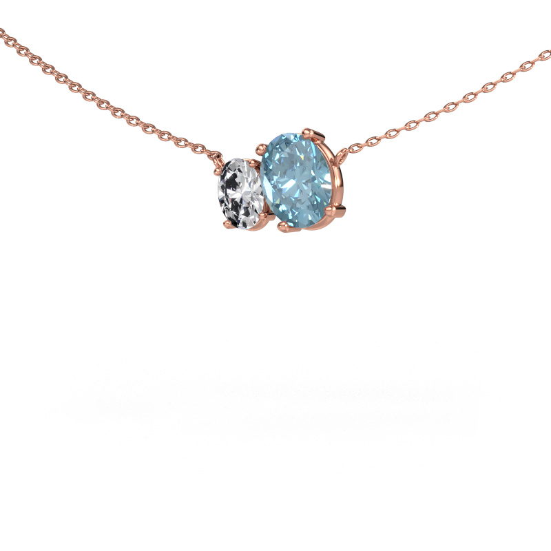 Image of Pendant Toi et Moi OVL OVL 585 rose gold Blue lab grown diamond 8x6 mm
