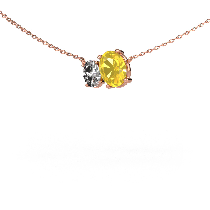 Bild von Anhänger Toi et Moi OVL OVL 585 Roségold Gelb Saphir 8x6 mm