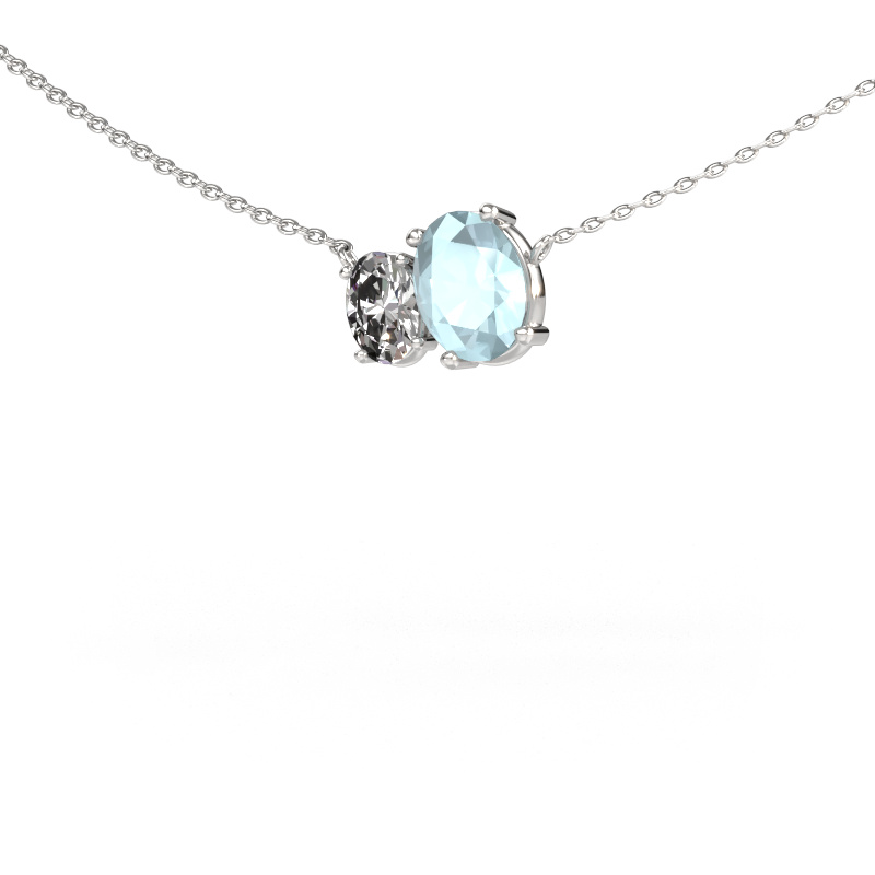 Image of Pendant Toi et Moi OVL OVL 585 white gold Aquamarine 8x6 mm