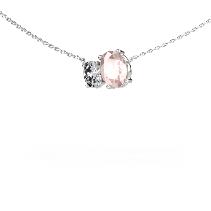 Image of Pendant Toi et Moi OVL OVL 585 white gold Morganite champagne 8x6 mm