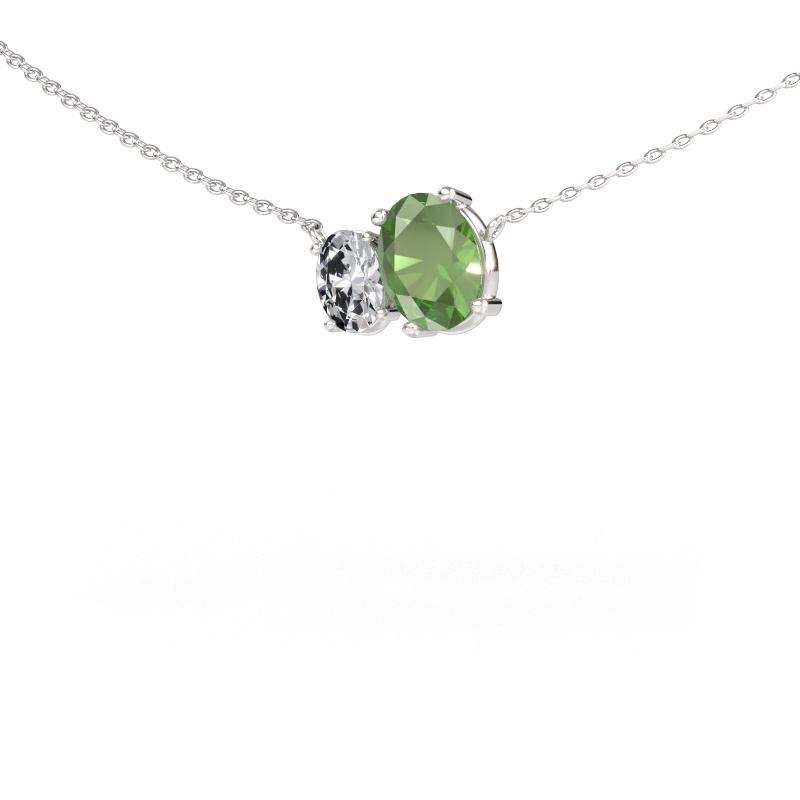 Immagine di Ciondolo Toi et Moi OVL OVL 585 oro bianco Tormalina verde 8x6 mm