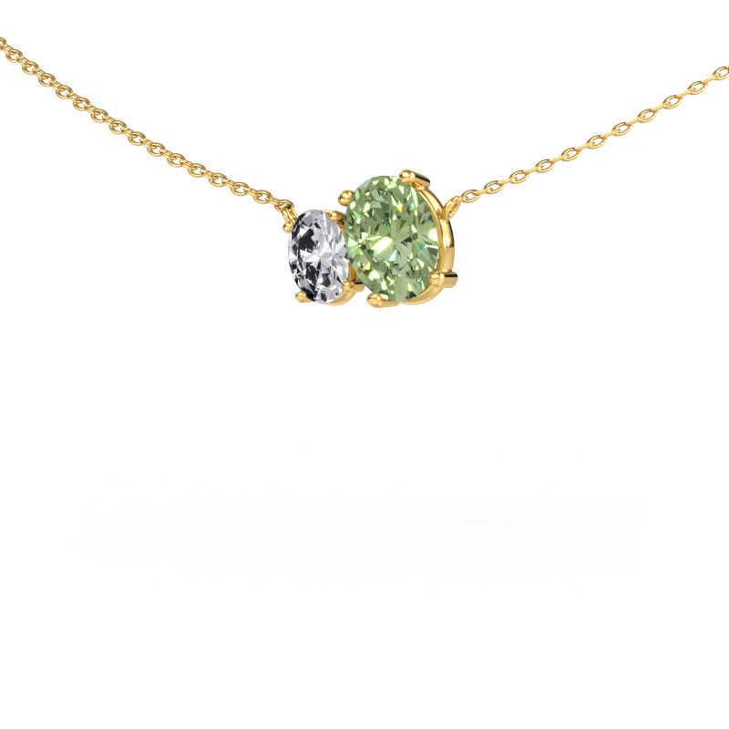 Image of Pendant Toi et Moi OVL OVL 585 gold Green lab grown diamond 8x6 mm