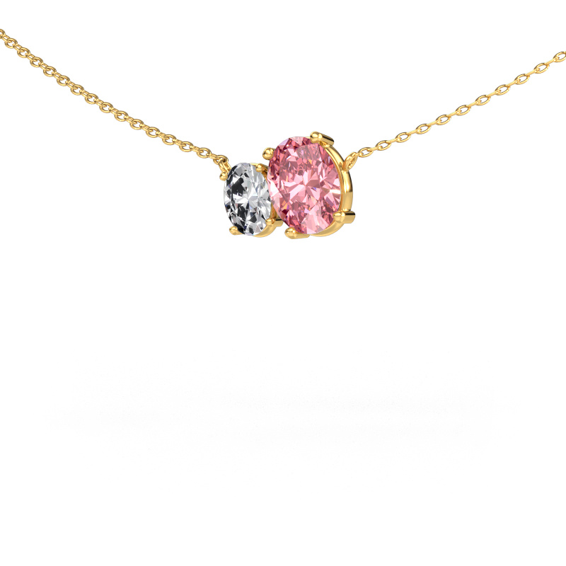 Image of Pendant Toi et Moi OVL OVL 585 gold Pink lab grown diamond 8x6 mm