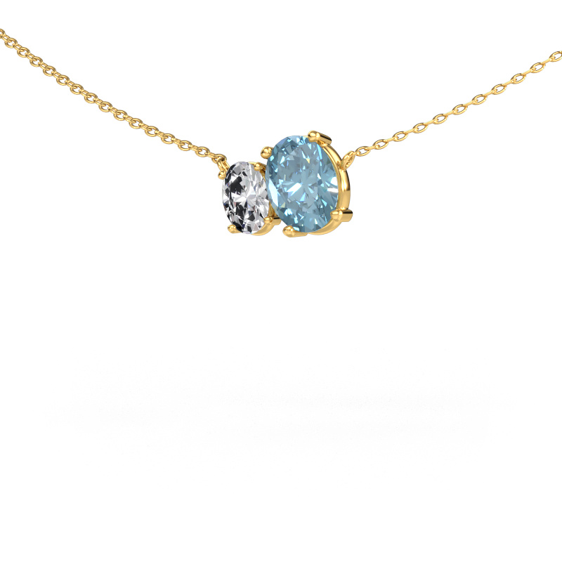 Image of Pendant Toi et Moi OVL OVL 585 gold Blue lab grown diamond 8x6 mm