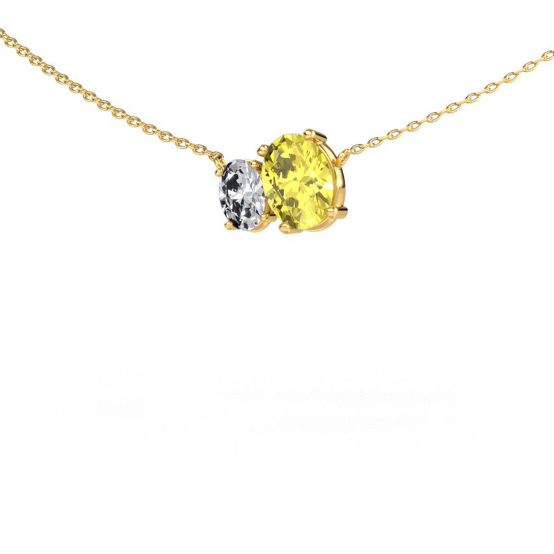 Image of Pendant Toi et Moi OVL OVL 585 gold Yellow lab grown diamond 8x6 mm