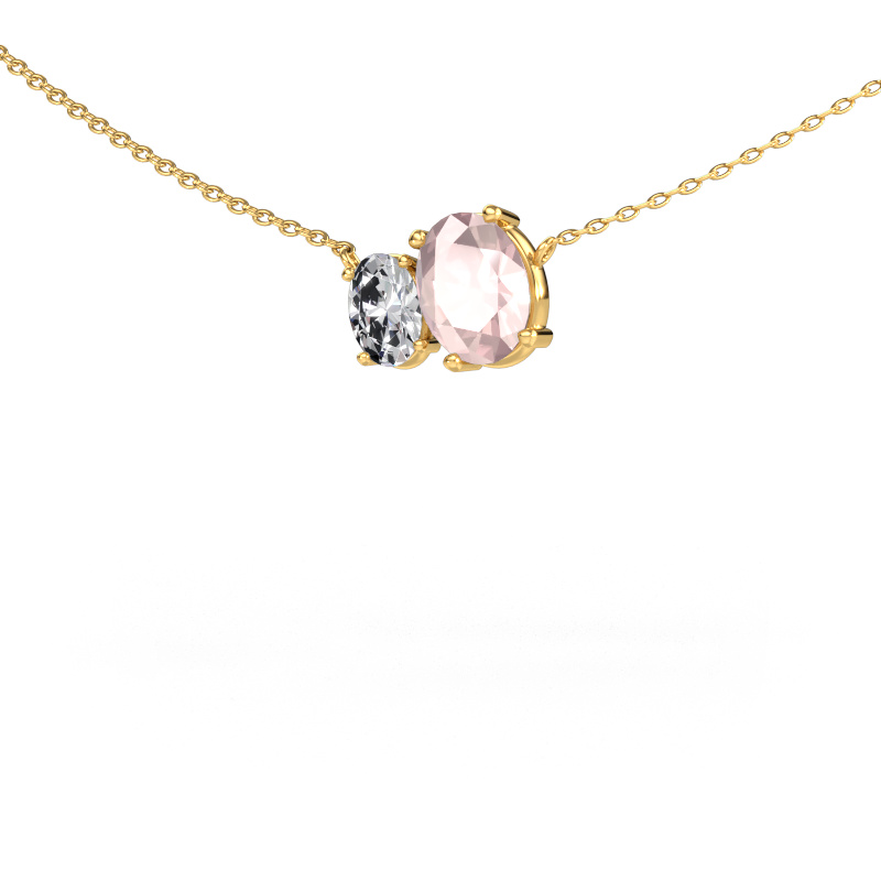Image of Pendant Toi et Moi OVL OVL 585 gold Morganite champagne 8x6 mm