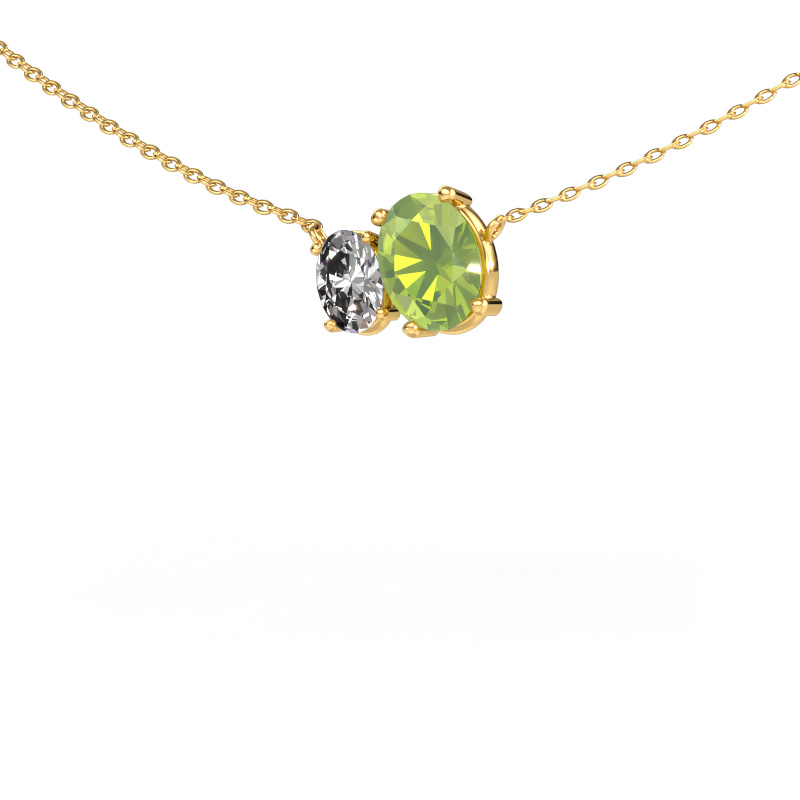 Image of Pendant Toi et Moi OVL OVL 585 gold Peridot 8x6 mm