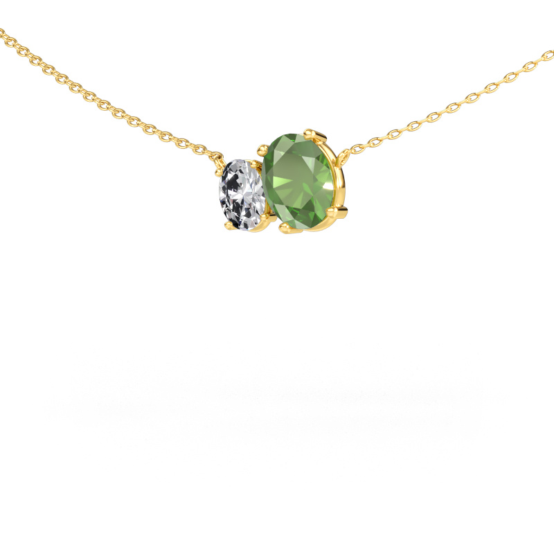 Bild von Anhänger Toi et Moi OVL OVL 585 Gold Turmalin grün 8x6 mm