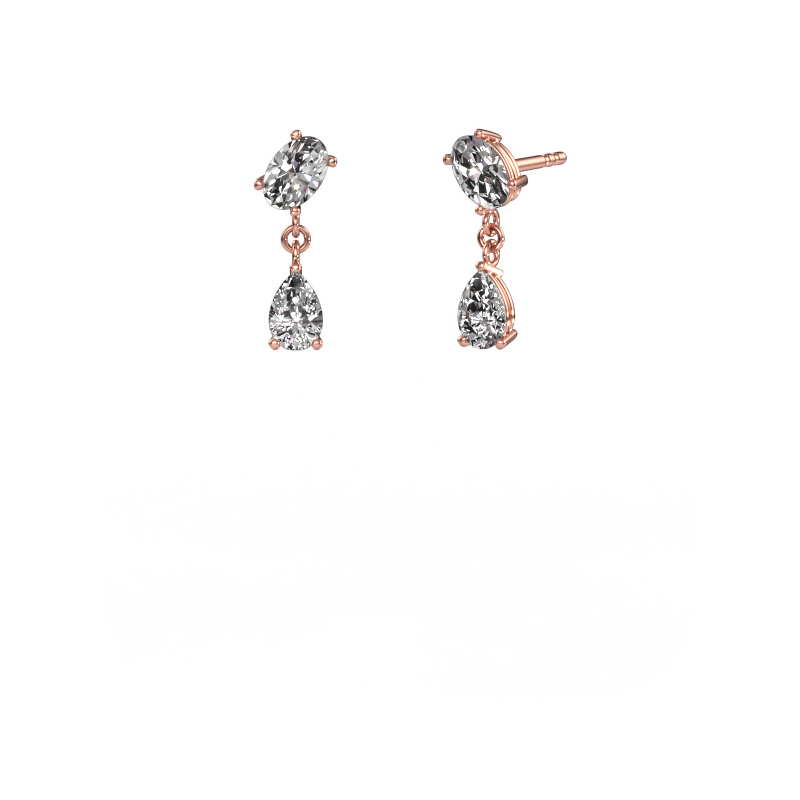 Image of Earrings Toi et Moi OVL-PER 585 rose gold Diamond 1.70 crt