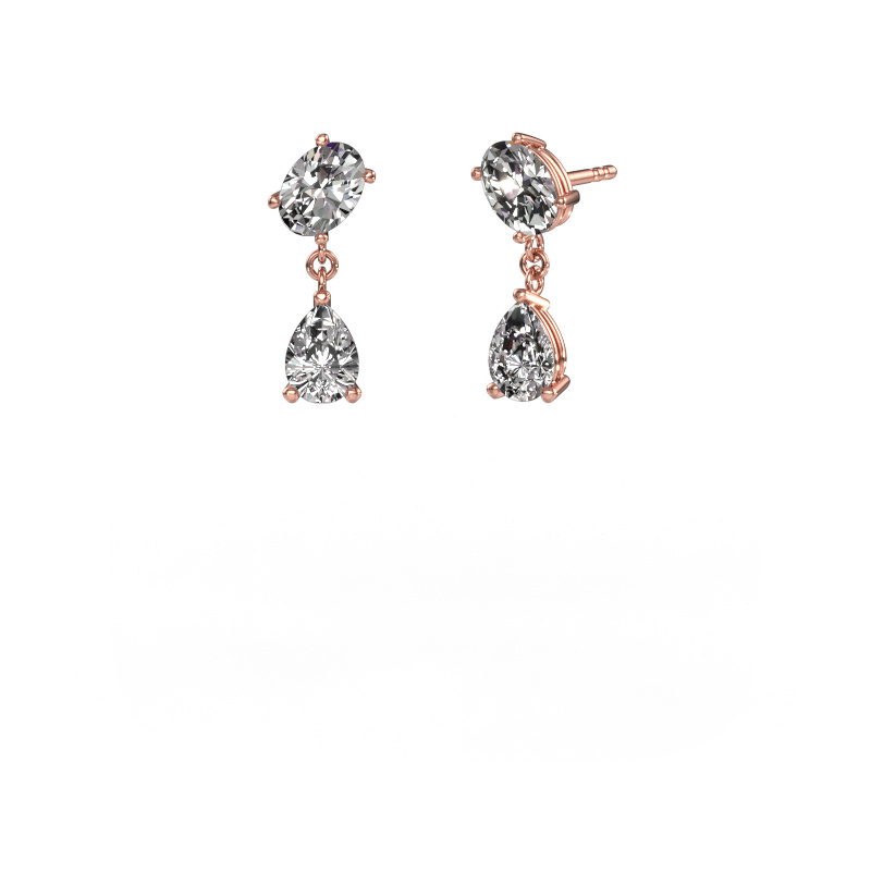 Image of Earrings Toi et Moi OVL-PER 585 rose gold Diamond 2.70 crt