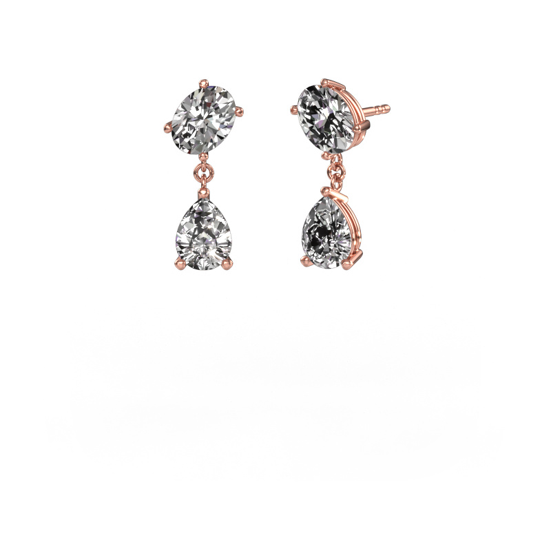 Image of Earrings Toi et Moi OVL-PER 585 rose gold Lab grown diamond 4.20 crt