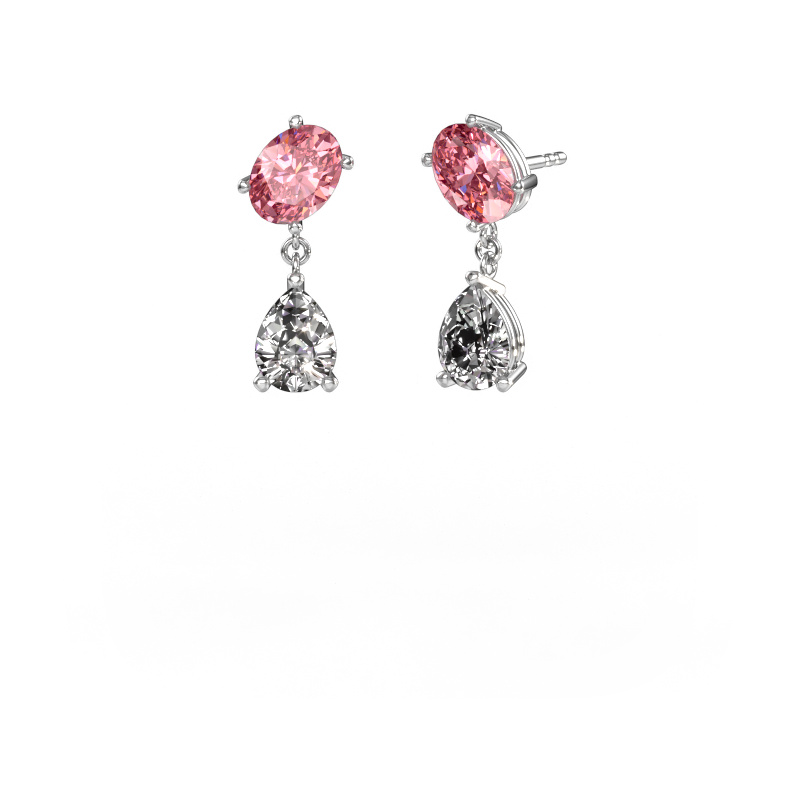 Bild von Ohrringe Toi et Moi OVL-PER 950 Platin Rosa Labordiamant 8x6 mm
