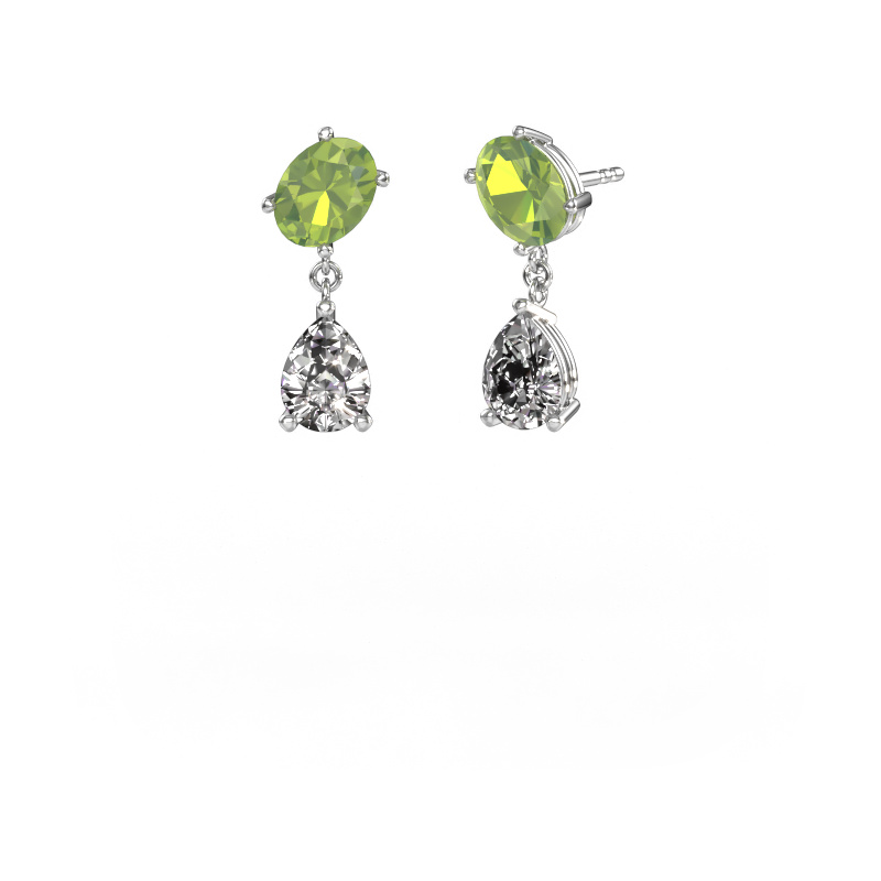 Bild von Ohrringe Toi et Moi OVL-PER 950 Platin Peridot 8x6 mm