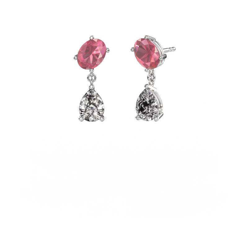 Image of Earrings Toi et Moi OVL-PER 950 platinum Tourmaline pink 8x6 mm