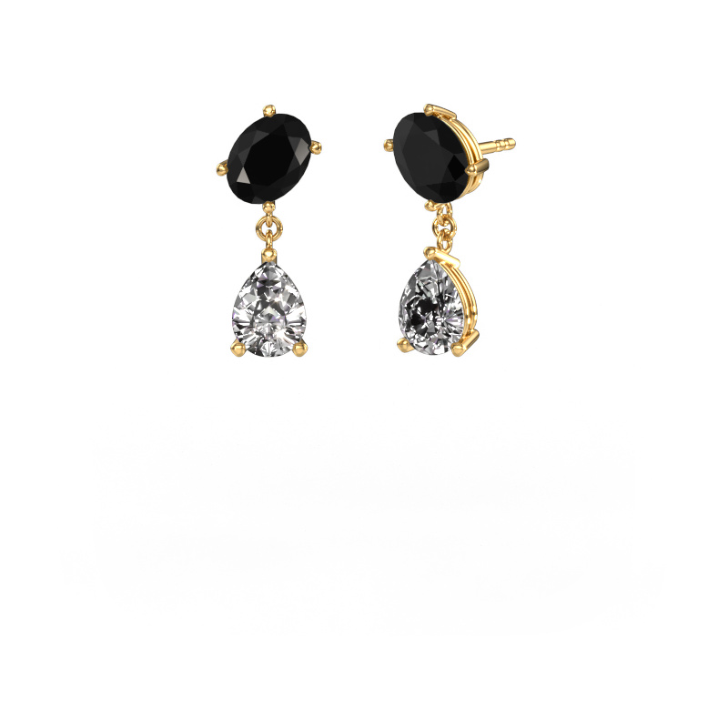 Image de Boucles d'oreilles Toi et Moi OVL-PER 585 or jaune Diamant noir 4.80 crt
