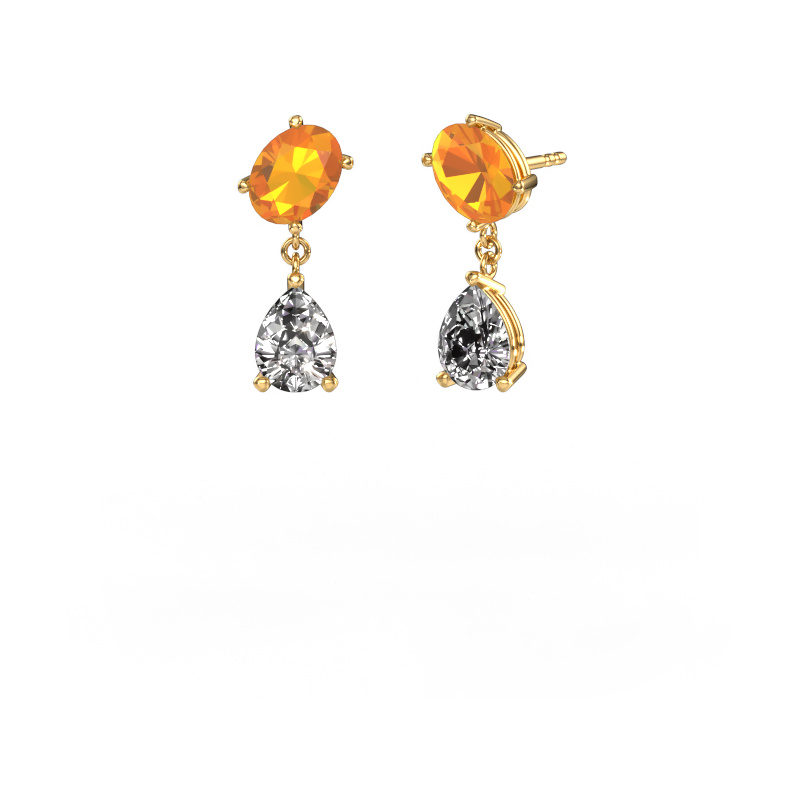 Image of Earrings Toi et Moi OVL-PER 585 gold Citrin 8x6 mm