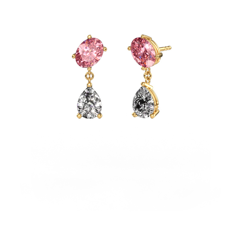 Bild von Ohrringe Toi et Moi OVL-PER 585 Gold Rosa Labordiamant 8x6 mm