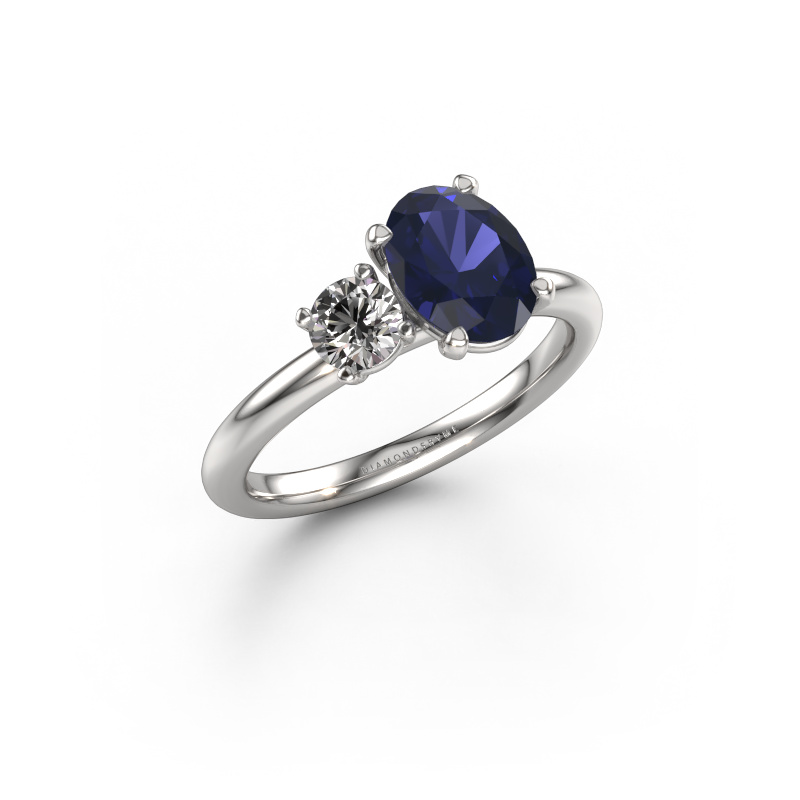 Image of Engagement ring Toi et Moi OVL-RND 950 platinum Sapphire 8x6 mm