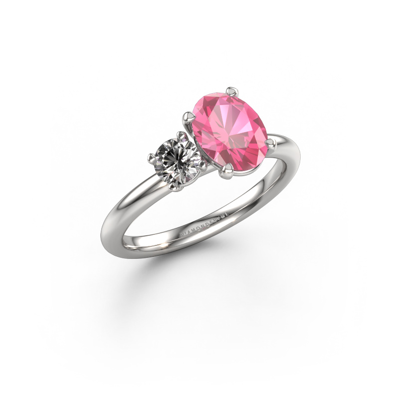 Bild von Verlobungsring Toi et Moi OVL-RND 585 Weißgold Pink Saphir 8x6 mm