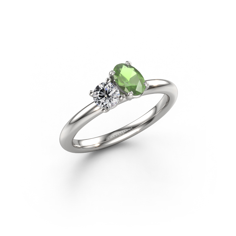 Image of Engagement ring Toi et Moi OVL-RND 950 platinum Tourmaline green 8x6 mm