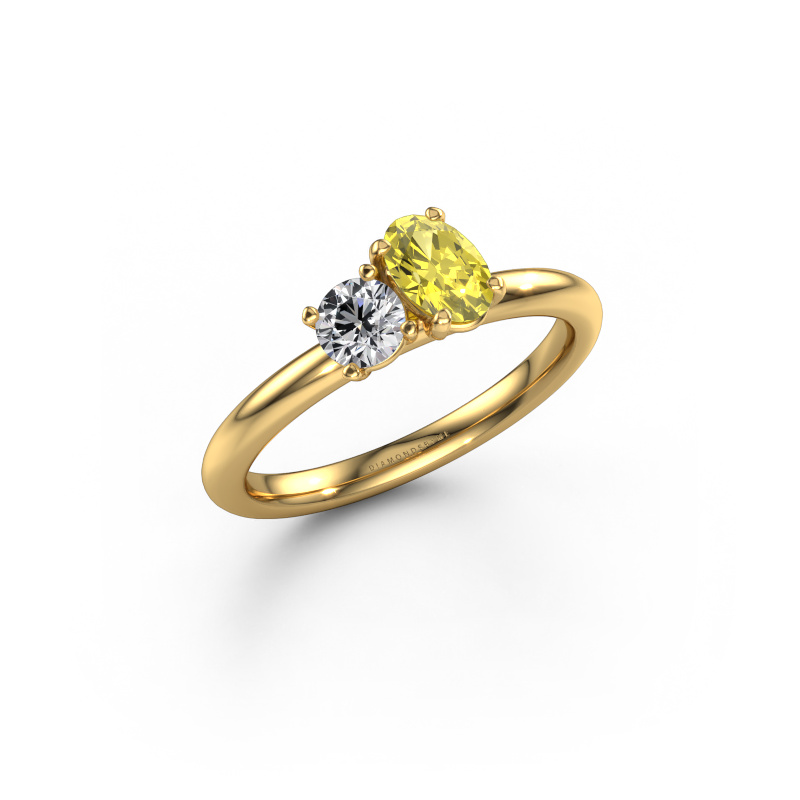 Image of Engagement ring Toi et Moi OVL-RND 585 gold Yellow lab grown diamond 8x6 mm