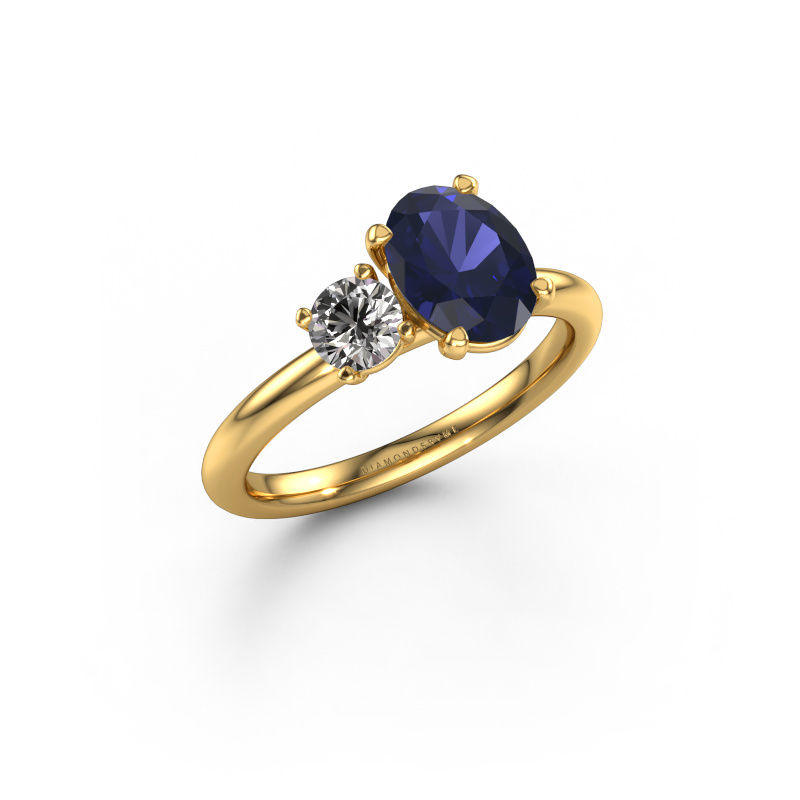Image of Engagement ring Toi et Moi OVL-RND 585 gold Sapphire 8x6 mm