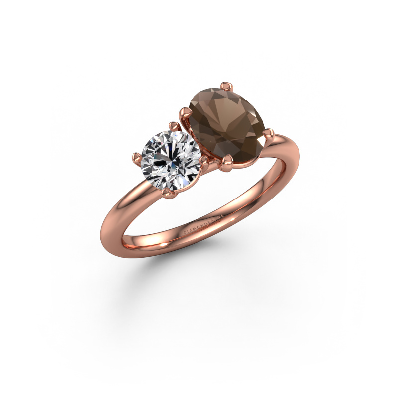 Bild von Verlobungsring Toi et Moi OVL-RND 585 Roségold Rauchquarz 8x6 mm