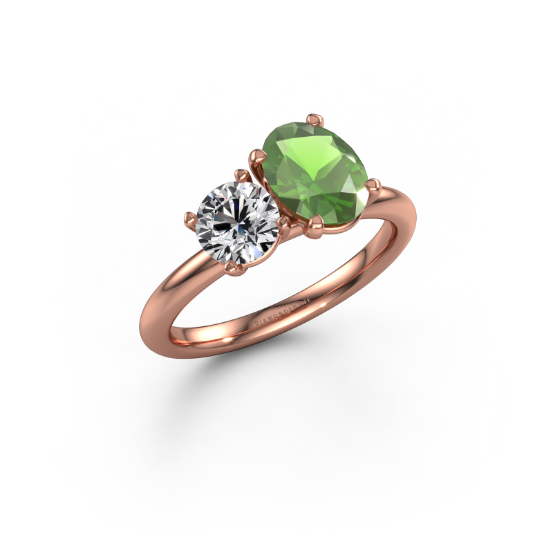 Bild von Verlobungsring Toi et Moi OVL-RND 585 Roségold Turmalin grün 8x6 mm