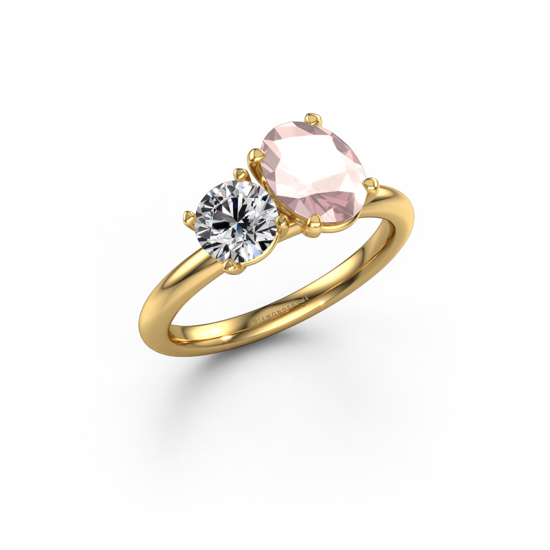Bild von Verlobungsring Toi et Moi OVL-RND 585 Gold Morganit Champagner 8x6 mm