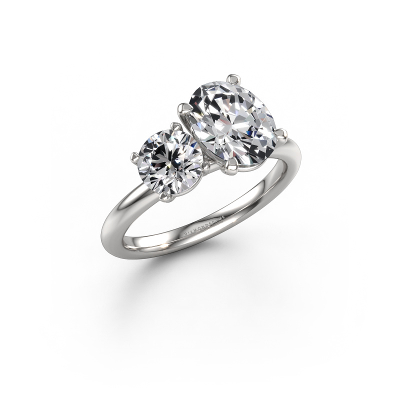 Image of Engagement ring Toi et Moi OVL-RND 585 white gold Lab grown diamond 2.50 crt