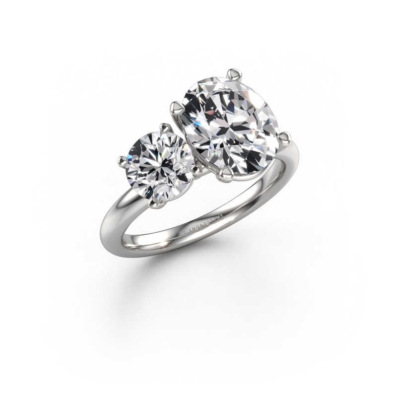 Image de Bague de fiançailles Toi et Moi OVL-RND 950 platine Diamant synthétique 3.60 crt