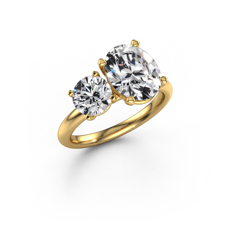 Image of Engagement ring Toi et Moi OVL-RND 585 gold Lab grown diamond 3.60 crt