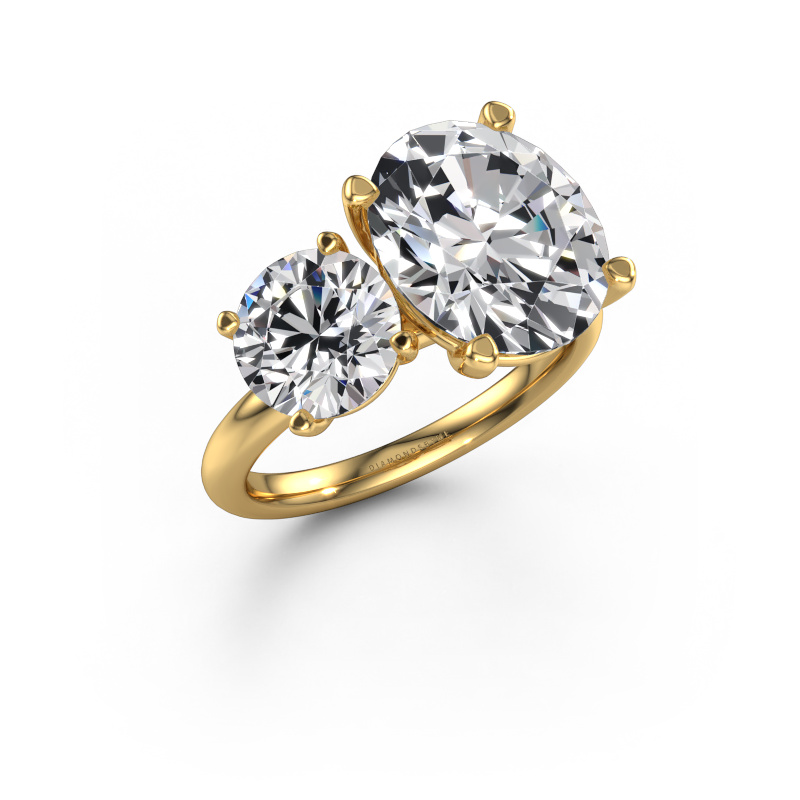 Image of Engagement ring Toi et Moi OVL-RND 585 gold Lab grown diamond 6.65 crt