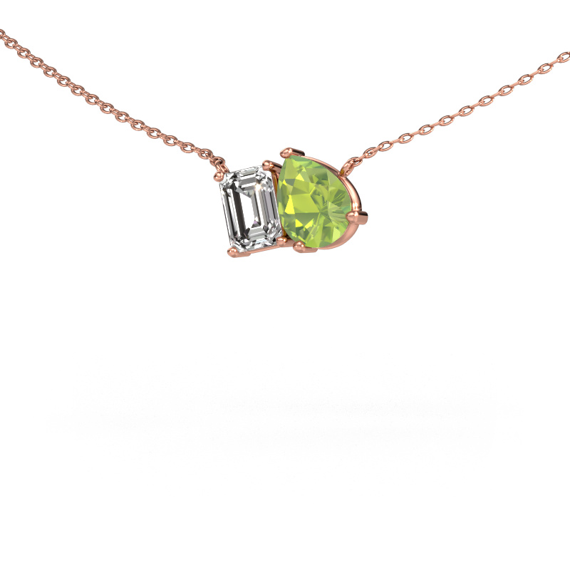 Image of Pendant Toi et Moi PER EME 585 rose gold Peridot 8x6 mm
