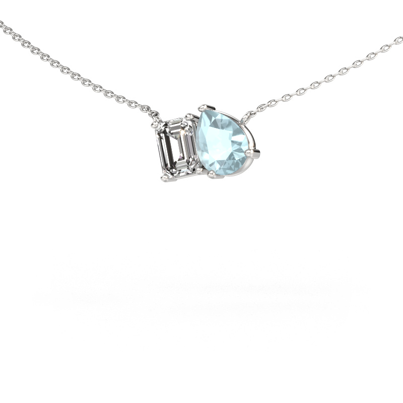 Bild von Anhänger Toi et Moi PER EME 585 Weißgold Aquamarin 8x6 mm