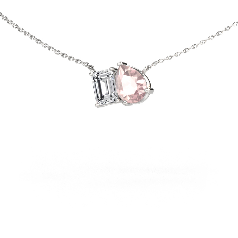 Bild von Anhänger Toi et Moi PER EME 585 Weißgold Morganit Champagner 8x6 mm
