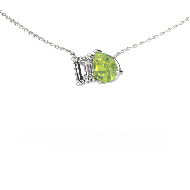 Bild von Anhänger Toi et Moi PER EME 585 Weißgold Peridot 8x6 mm