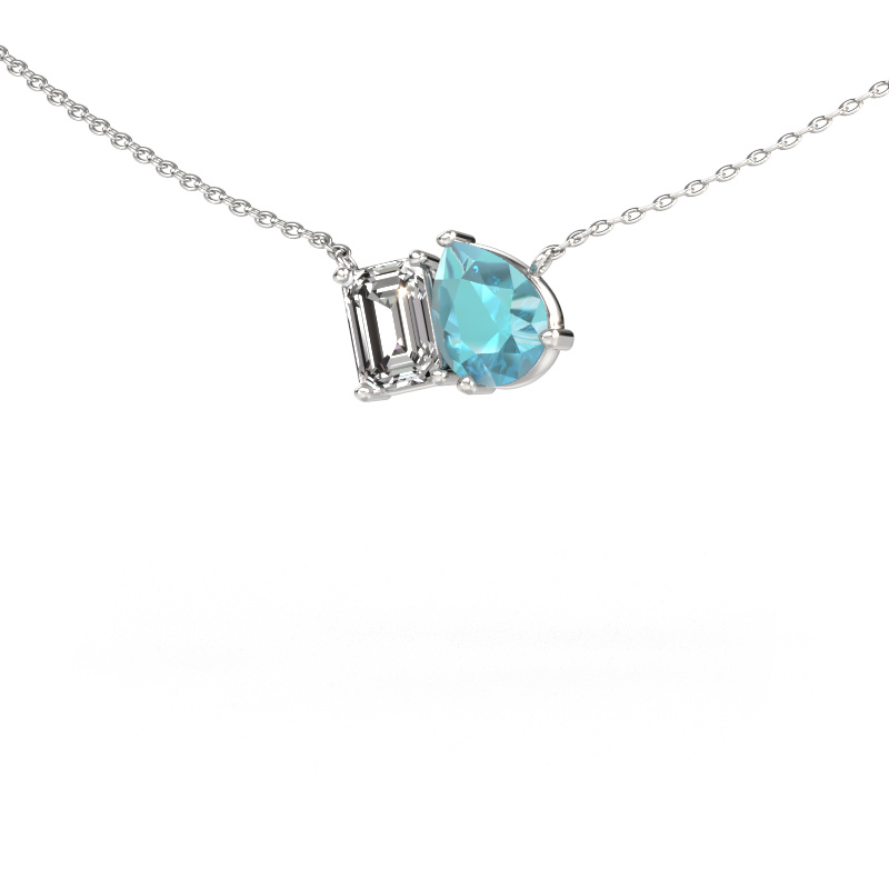 Bild von Anhänger Toi et Moi PER EME 585 Weißgold Blau Topas 8x6 mm