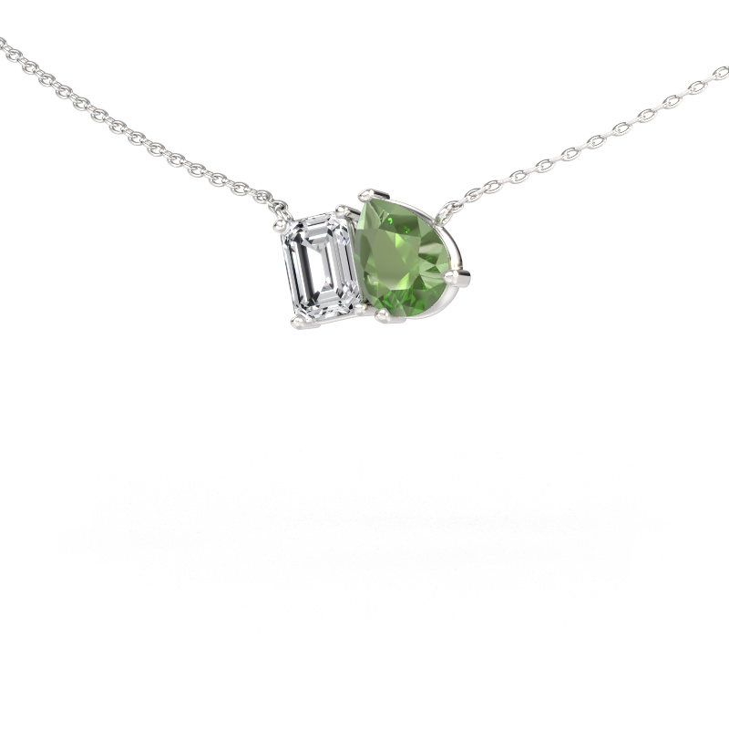 Immagine di Ciondolo Toi et Moi PER EME 585 oro bianco Tormalina verde 8x6 mm