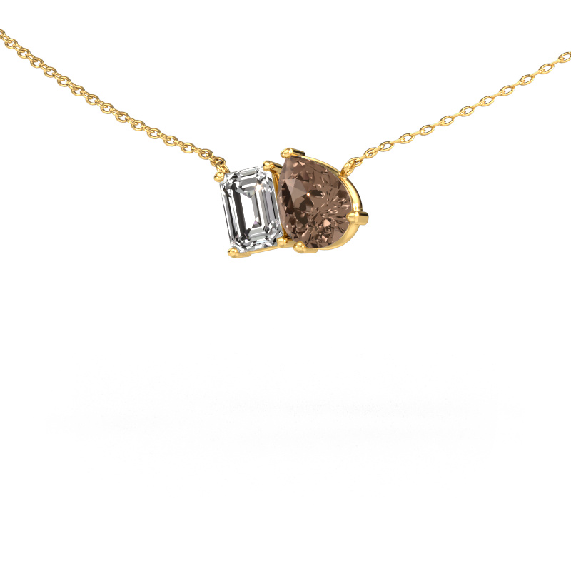 Image of Pendant Toi et Moi PER EME 585 gold Brown diamond 1.90 crt