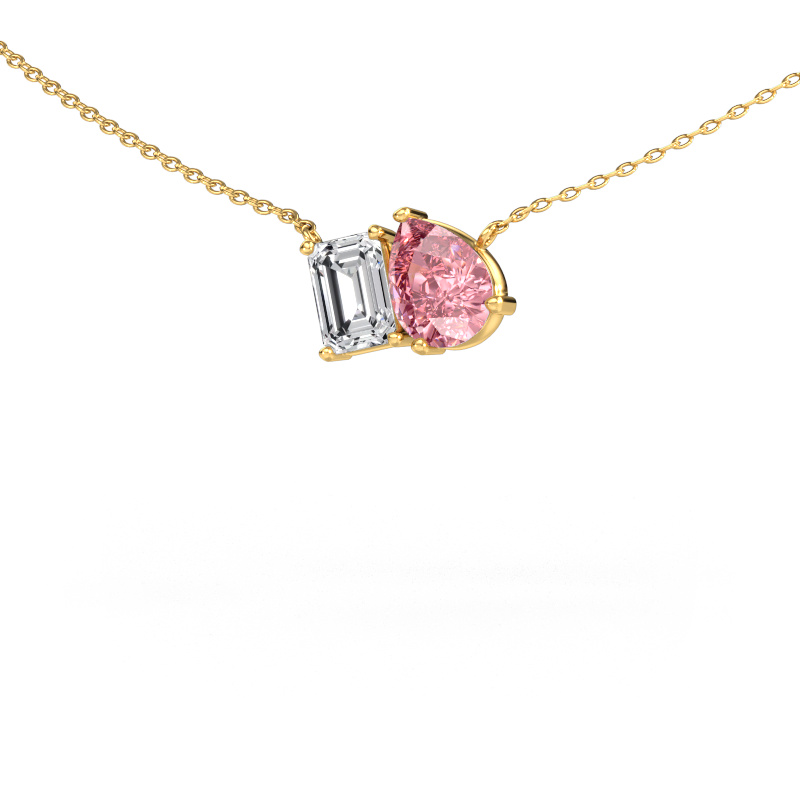Image of Pendant Toi et Moi PER EME 585 gold Pink lab grown diamond 8x6 mm