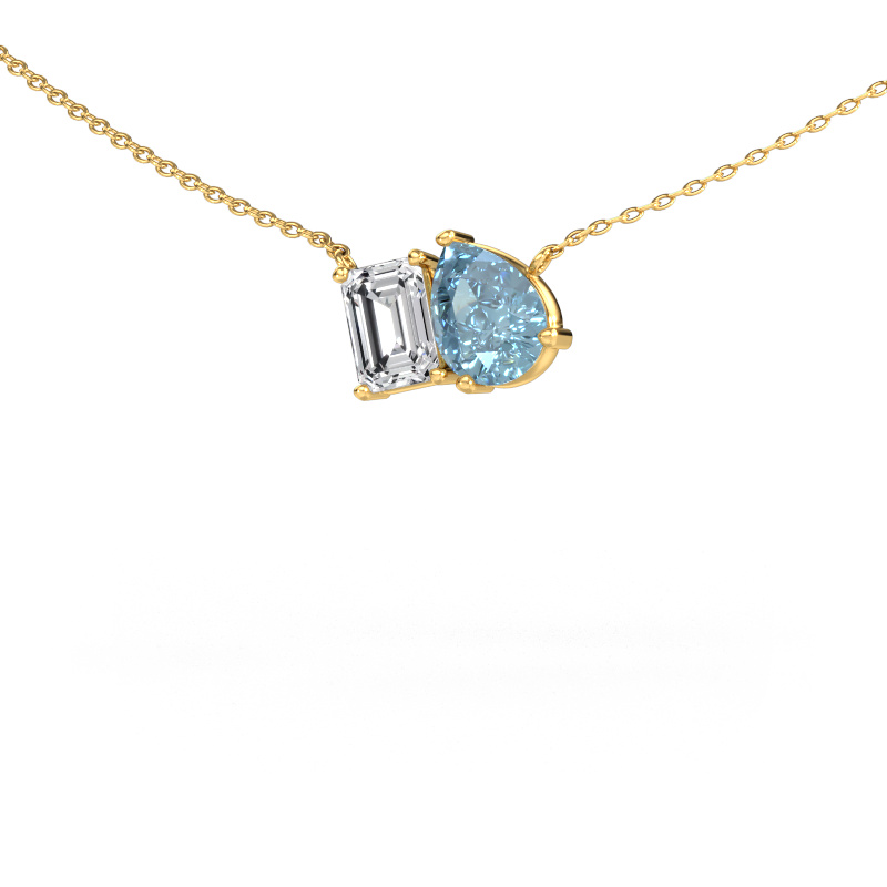 Image of Pendant Toi et Moi PER EME 585 gold Blue lab grown diamond 8x6 mm