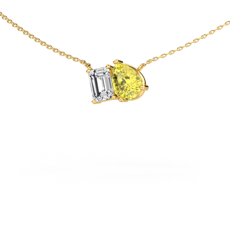 Image of Pendant Toi et Moi PER EME 585 gold Yellow lab grown diamond 8x6 mm